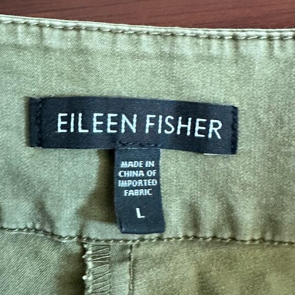 Eileen Fisher Olive Green High Waist cropped Capri Large Utility Pants Spring - Picture 5 of 12